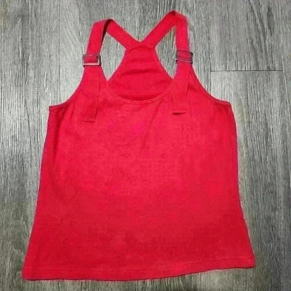 Vintage  Y2K red tank top / halter top with thick adjustable buckle straps - Picture 5 of 11